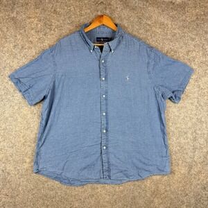 Ralph Lauren Shirt Mens XXL Blue Indigo Oxford Button Up Casual Preppy